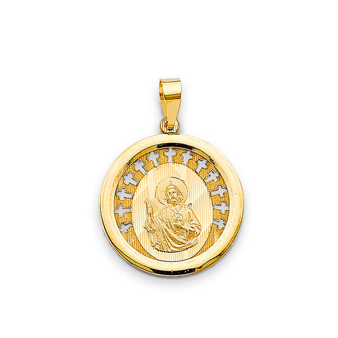 14K Yellow Gold 18mm Religious Pendant