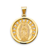 14K Yellow Gold 23mm Round Religious Pendant