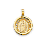 14K Yellow Gold 18mm Round Religious Pendant