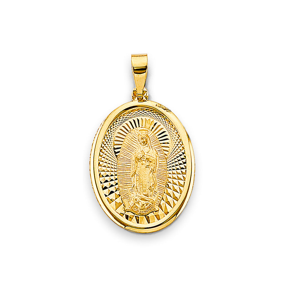 14K Yellow Gold 15mm Round Religious Pendant