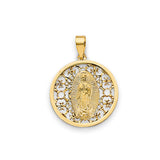 14K Two Tone Gold Religious Pendant