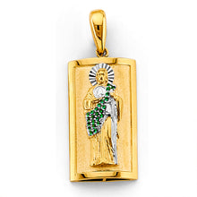 Load image into Gallery viewer, 14K Two Tone Gold CZ St. Jude Thaddeus Pendant