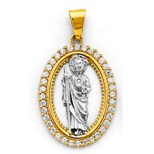 Load image into Gallery viewer, 14K Two Tone Gold 20mm CZ St. Jude Thaddeus Pendant