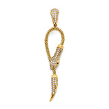 14K Two Tone Gold CZ Snake Pendant