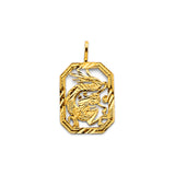 14K Yellow Gold 13mm Dragon Pendant