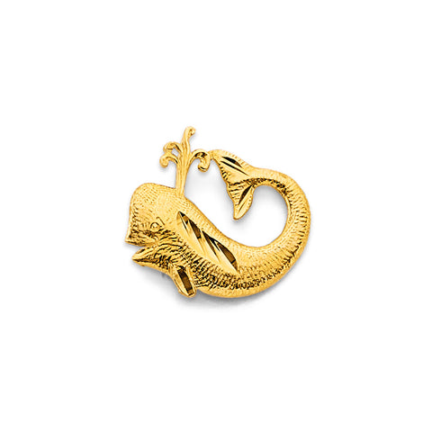 14K Yellow Gold 18mm Whale Pendant