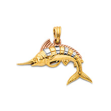 Load image into Gallery viewer, 14K Tri Color Gold Marlin Fish Pendant