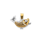 14K Two Tone Gold CZ Koi Fish Pendant