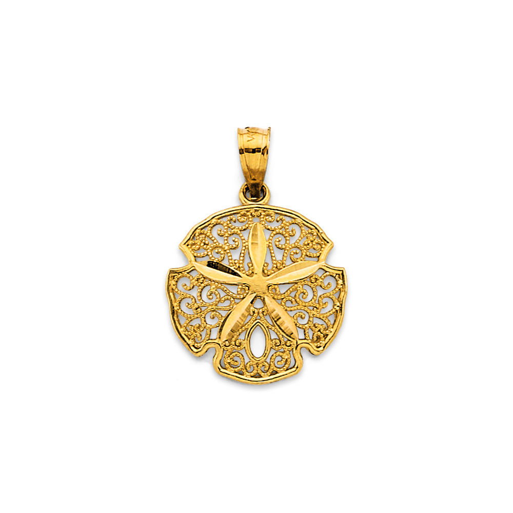 14K Yellow Gold Sand Dollar Pendant