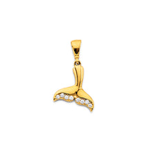 Load image into Gallery viewer, 14K Yellow Gold CZ Dolphin Tail Pendant