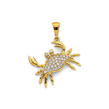 Load image into Gallery viewer, 14K Yellow  Gold CZ Crab Pendant