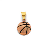 14K Two Tone Gold Basketball Enamel Pendant