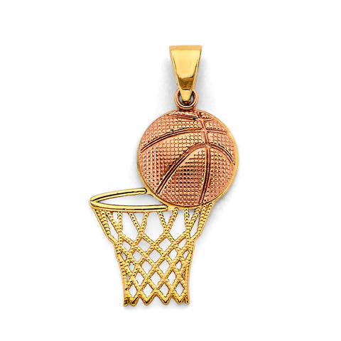 14K Two Tone Gold Basketball Pendant