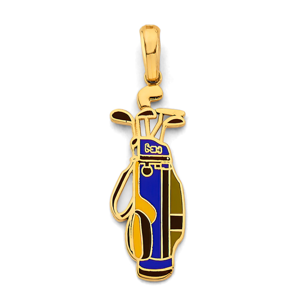 14K Yellow Gold Enamel Golf Bag Pendant