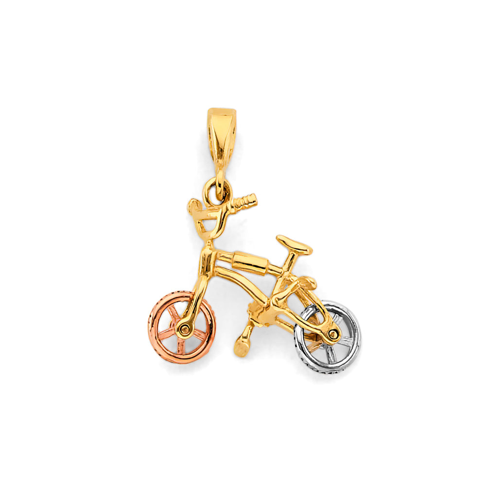 14K Tri Color Gold Bike Pendant