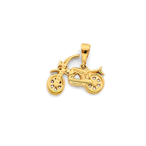 14K Yellow Gold Motorcycle Pendant