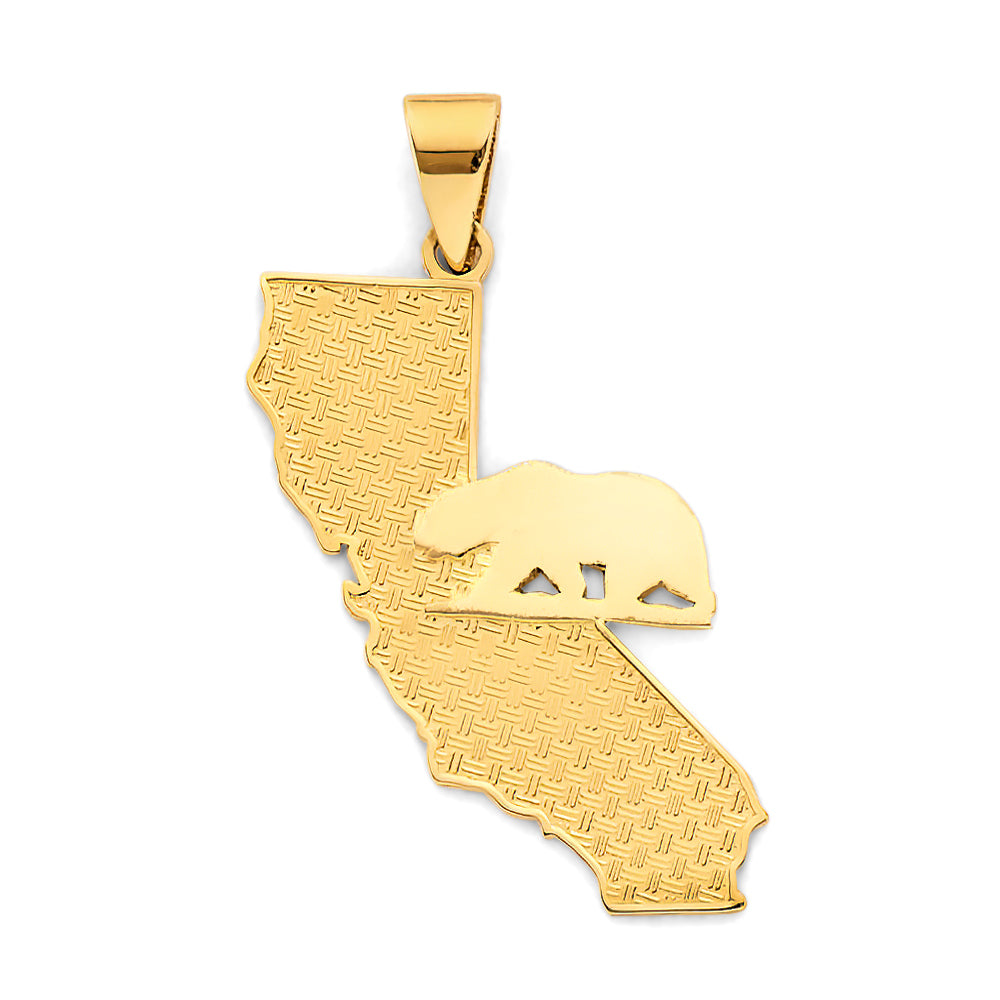 14K Yellow Gold California State Map Pendant