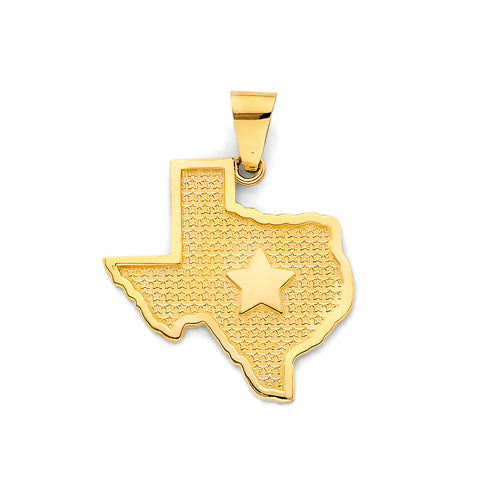 14K Yellow Gold Texas State Map Pendant