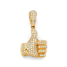 Load image into Gallery viewer, 14K Yellow Gold CZ Thumbs Up Sign Pendant