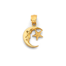 Load image into Gallery viewer, 14K Yellow Gold Moon And Star Pendant