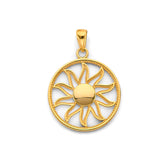 14K Yellow Gold Round Sun Pendant