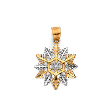 Load image into Gallery viewer, 14K Two Tone Gold CZ Snow Flakes Pendant