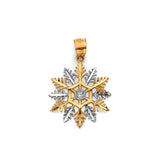 14K Two Tone Gold CZ Snow Flakes Pendant