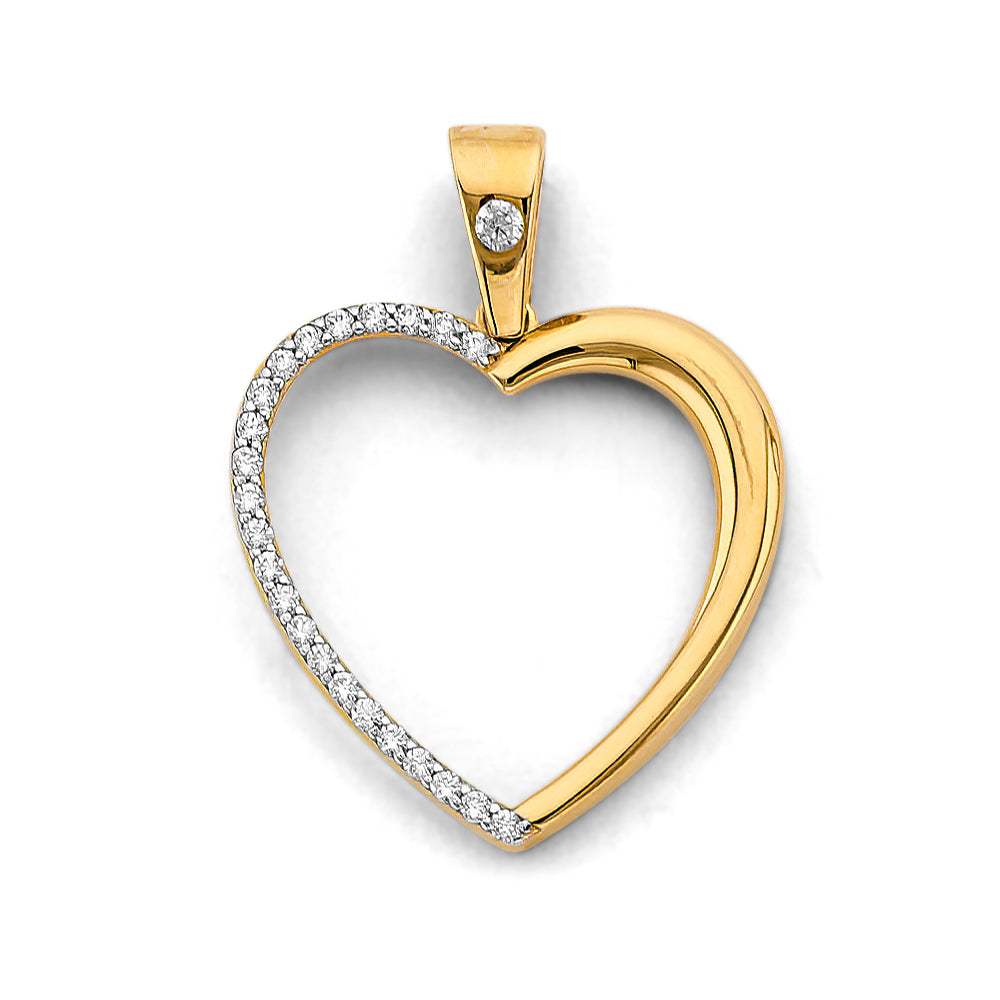 14K Two Tone Gold CZ Heart Pendant