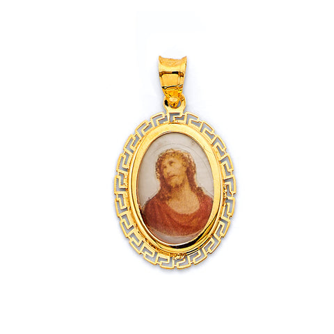 14K Yellow Gold Jesus Picture Pendant