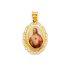 Load image into Gallery viewer, 14K Yellow Gold Sac Red Heart Of Jesus Pendant