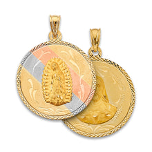 Load image into Gallery viewer, 14K Tri Color Gold 30mm Religious Stamp Pendant