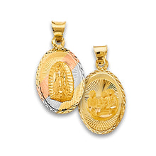 Load image into Gallery viewer, 14K Tri Color Gold 13mm Religious Stamp Pendant