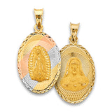 14K Tri Color Gold 15mm Religious Stamp Pendant