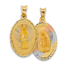 Load image into Gallery viewer, 14K Tri Color Gold Religious Stamp 23mm Pendant