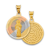 14K Tri Color Gold Religious Stamp 20mm Pendant