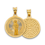 14K Tri Color Gold Round Religious Stamp 20mm Pendant