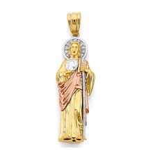 Load image into Gallery viewer, 14K Tri Color Gold 15mm CZ St. Jude Thaddues 3D Pendant