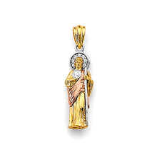 Load image into Gallery viewer, 14K Tri Color Gold 8mm CZ St. Jude Thaddues 3D Pendant