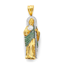 Load image into Gallery viewer, 14K Two Tone Gold 25mm CZ St. Jude Thaddues 3D Pendant