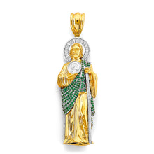 Load image into Gallery viewer, 14K Two Tone Gold 30mm CZ St. Jude Thaddues 3D Pendant