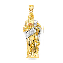 Load image into Gallery viewer, 14K Tri Color Gold Sac Red Heart Of Jesus 3D Pendant