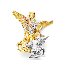 Load image into Gallery viewer, 14K Tri Color Gold St. Michael 3D Pendant