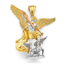 Load image into Gallery viewer, 14K Tri Color Gold 40mm St. Michael 3D Pendant