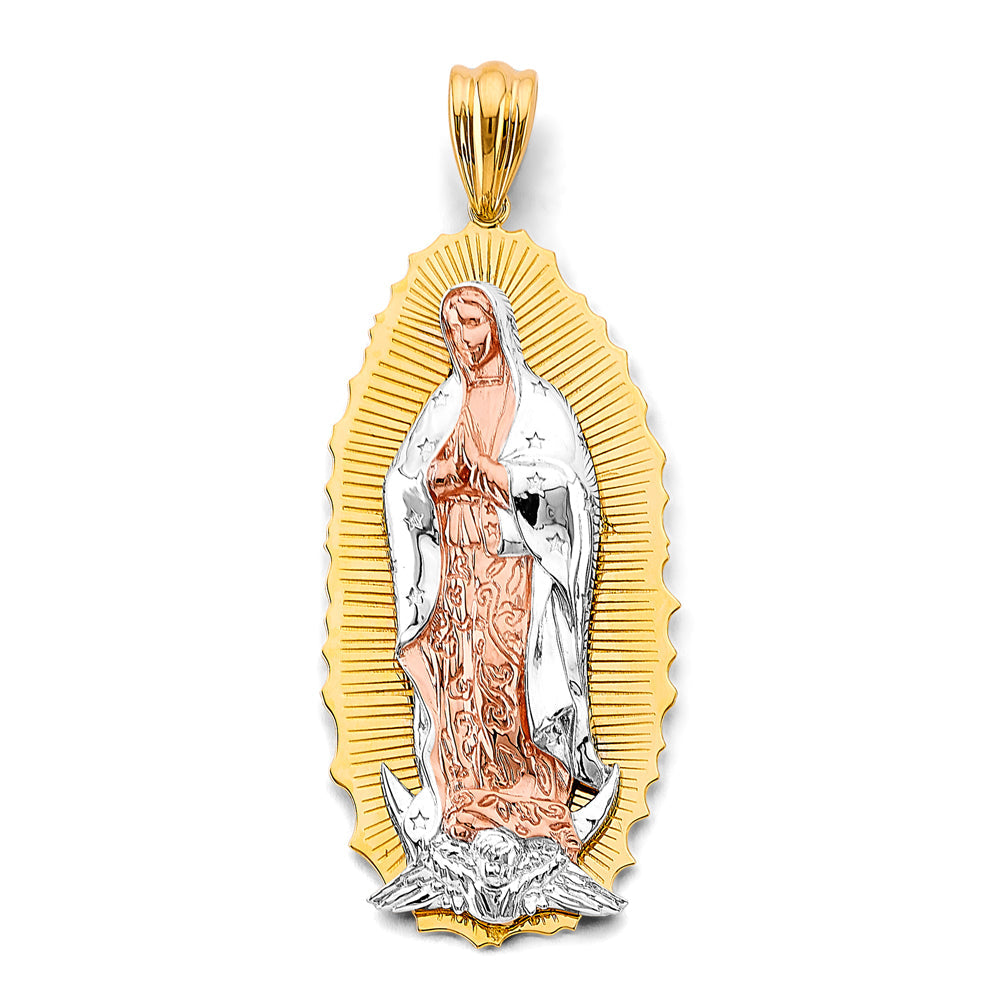 14K Tri Color Gold Guadalupe Pendant