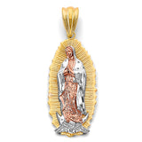 14K Tri Color Gold 20mm Guadalupe Pendant