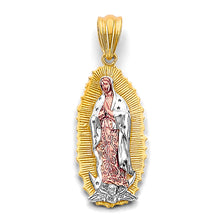 Load image into Gallery viewer, 14K Tri Color Gold 15mm Guadalupe Pendant