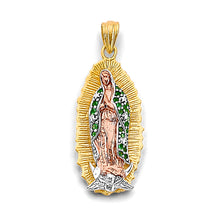 Load image into Gallery viewer, 14K Tri Color Gold CZ Guadalupe Pendant