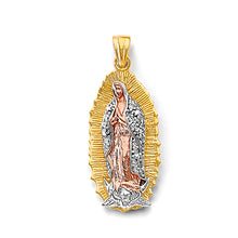 Load image into Gallery viewer, 14K Tri Color Gold 13mm CZ Guadalupe Pendant