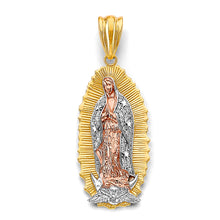 Load image into Gallery viewer, 14K Tri Color Gold 20mm CZ Guadalupe Pendant