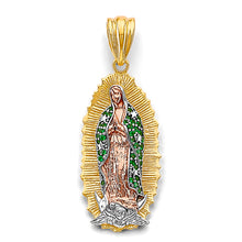 Load image into Gallery viewer, 14K Tri Color Gold CZ Guadalupe 15mm Pendant